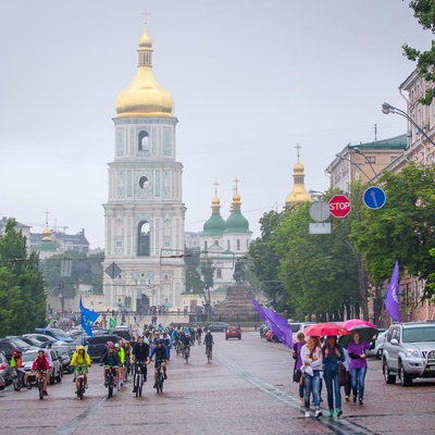 Дождливый велодень в Киеве