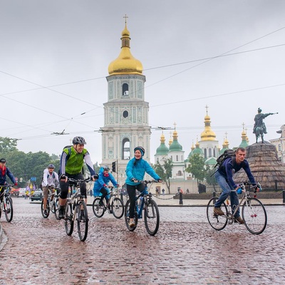 Дождливый велодень в Киеве